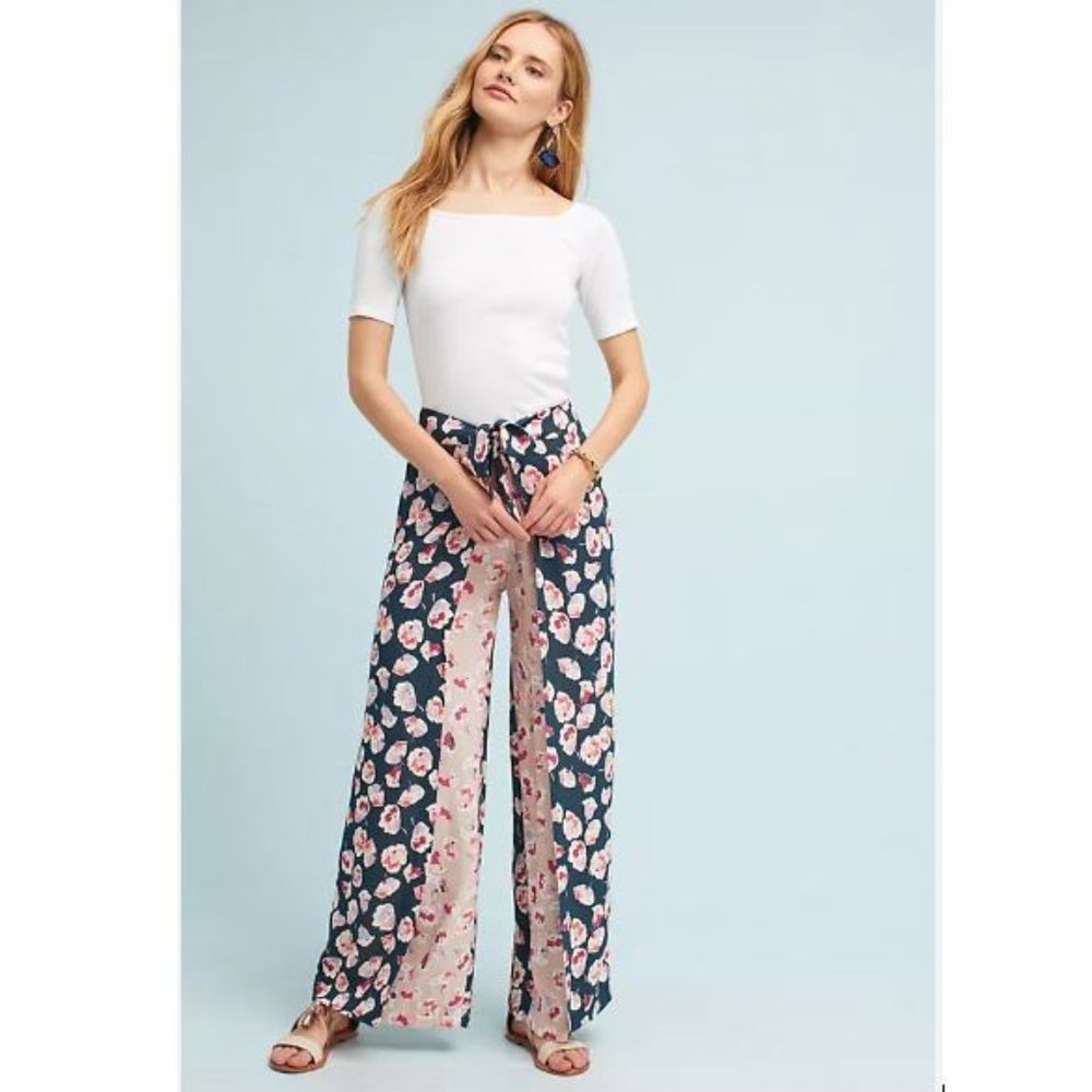Anthropologie Rianna Printed Trousers in Floral Print by Kachel – Size 8